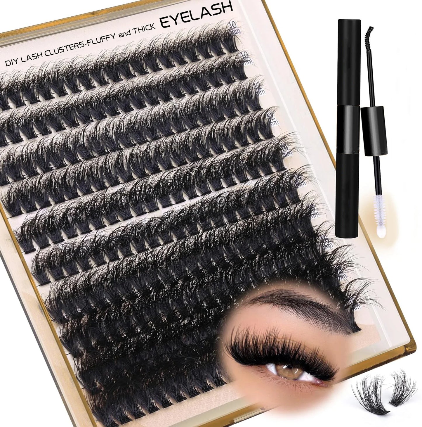 200pcs Individual Lashes 10-18mm 200D Fluffy Thick Lashes Natural Look Mixed DIY Eyelash Extension Volume Lash Clusters Makeup