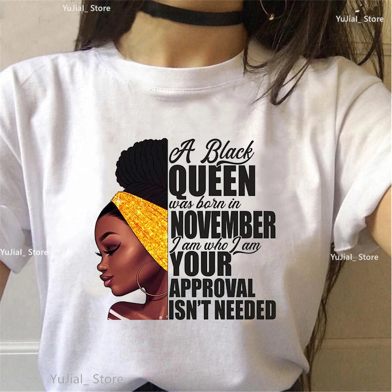 Fashion Leopard High Shoe Graphic Print Tshirt Women This Queen Was Born In November/December/January/February T Shirt Femme