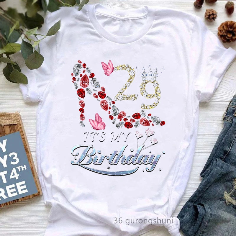 This Queen Was Born In October Graphic Print T Shirt Girls Leopard Shoe Happy Birthday Tshirt Women Harajuku Shirt Streetwear