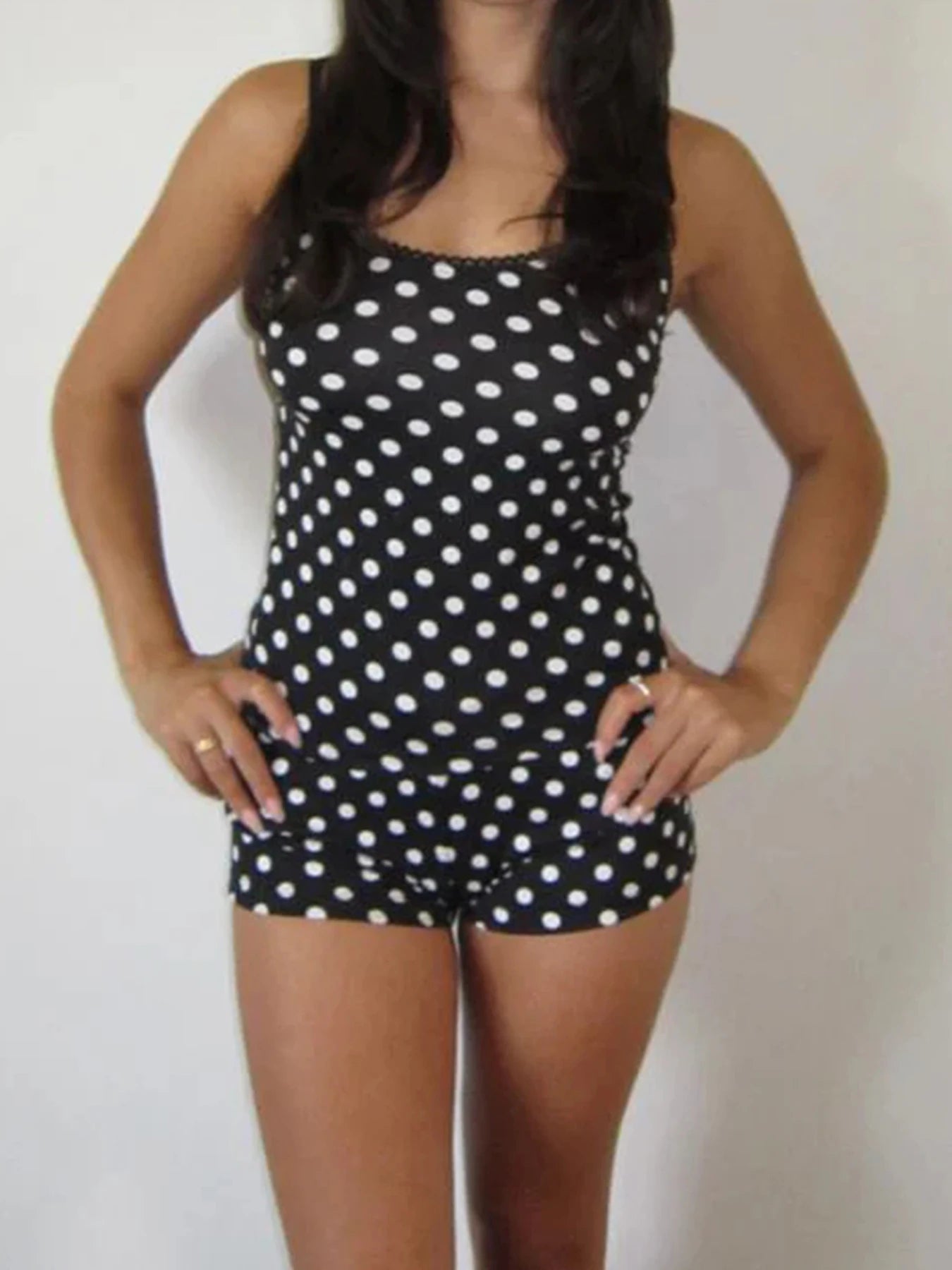 Dot Print Basic Halter Tops Short Women’s Sets Simple Cute Causal 2024s Trendy Clothing Fashion Slim