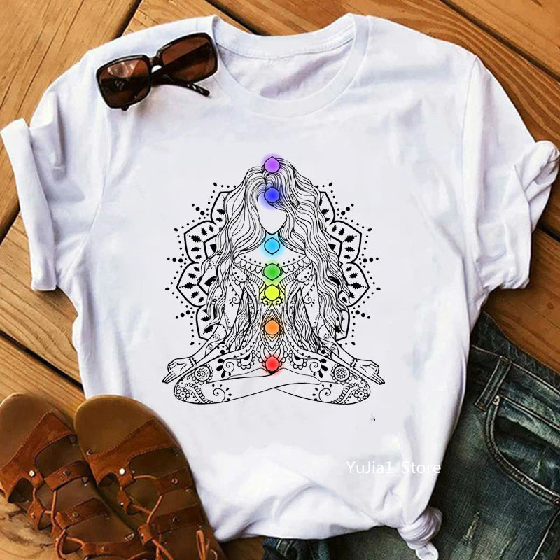 Summer Tops Tee shirt Streetwear Harajuku Style Funny Woman T Shirt Kawaii Yo Ga Buddha Mandala Print Female Tshirt streetwear