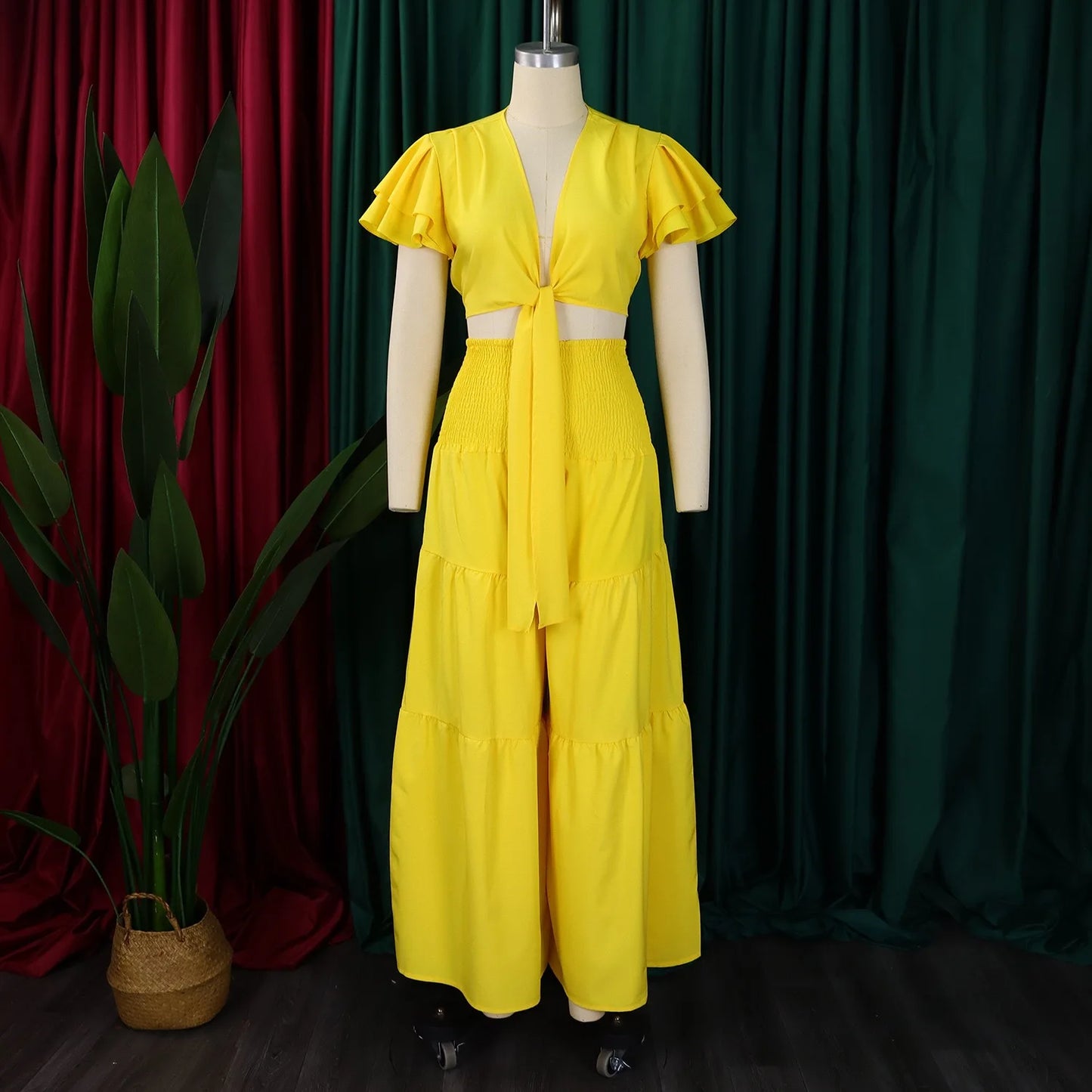 Women 2 Pieces Skirts Sets Solid Blouse Short Sleeve Deep V Neck & Long SKirts Loose Floor Length Elegant Birthday Party Clothes