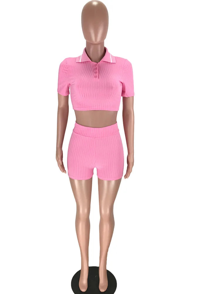 Bonnie Forest Women's Knitted Tracksuits Set Pink Outfits Summer Ribbed Two-Piece Dress Lounge Jogger Set Night Club Outfits