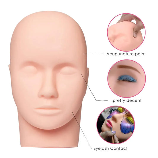 Mannequin Flat Head Practice Make Up Eye Lashes Eyelash Extensions Practice Training Head Manikin Cosmetology Mannequin FaceHead