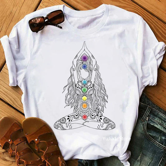Summer Tops Tee shirt Streetwear Harajuku Style Funny Woman T Shirt Kawaii Yo Ga Buddha Mandala Print Female Tshirt streetwear