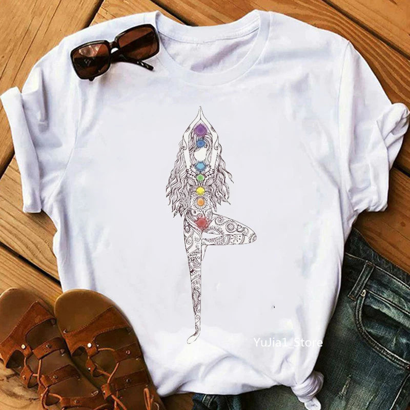 Summer Tops Tee shirt Streetwear Harajuku Style Funny Woman T Shirt Kawaii Yo Ga Buddha Mandala Print Female Tshirt streetwear