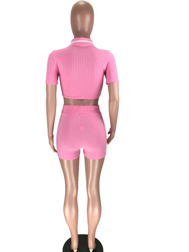 Bonnie Forest Women's Knitted Tracksuits Set Pink Outfits Summer Ribbed Two-Piece Dress Lounge Jogger Set Night Club Outfits
