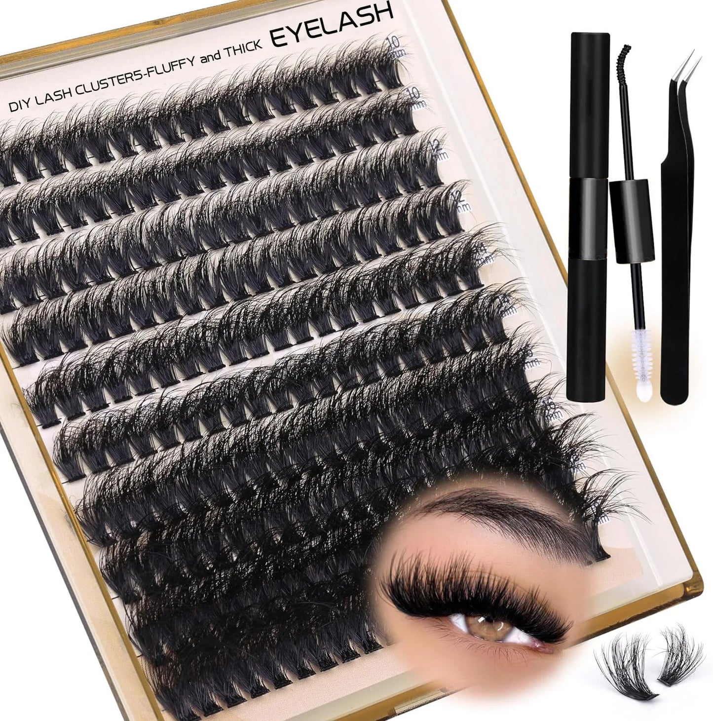 200pcs Individual Lashes 10-18mm 200D Fluffy Thick Lashes Natural Look Mixed DIY Eyelash Extension Volume Lash Clusters Makeup