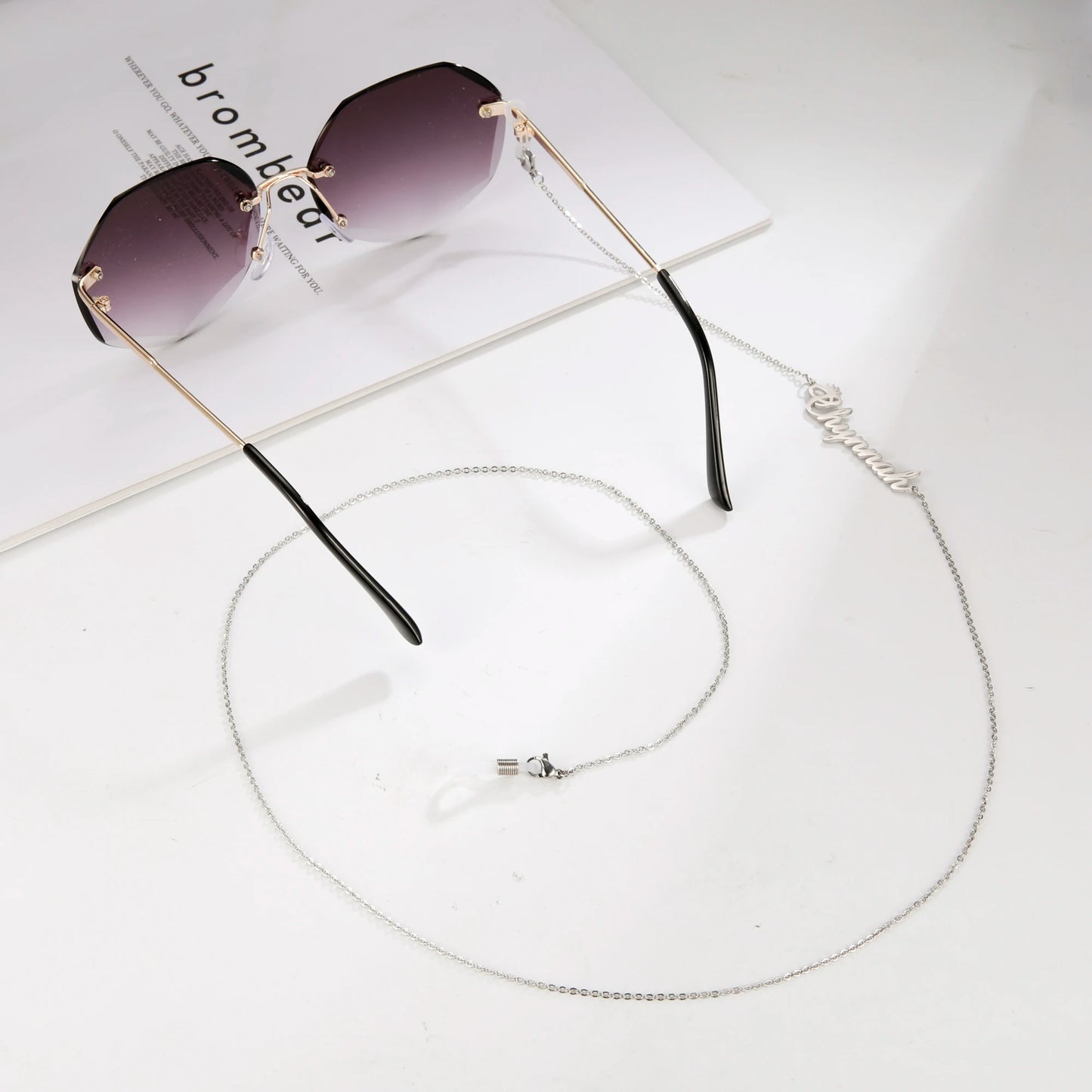 Teamer Custom Name Glasses Chain for Women Men Stainless Steel Personalized Sunglasses Chain Mask Lanyard Valentine's Day Gift