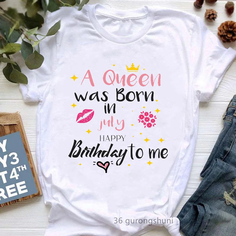 This Queen Was Born In October Graphic Print T Shirt Girls Leopard Shoe Happy Birthday Tshirt Women Harajuku Shirt Streetwear